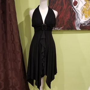 Asymmetrical Halter Dress With Ruffle Detail by Chesley